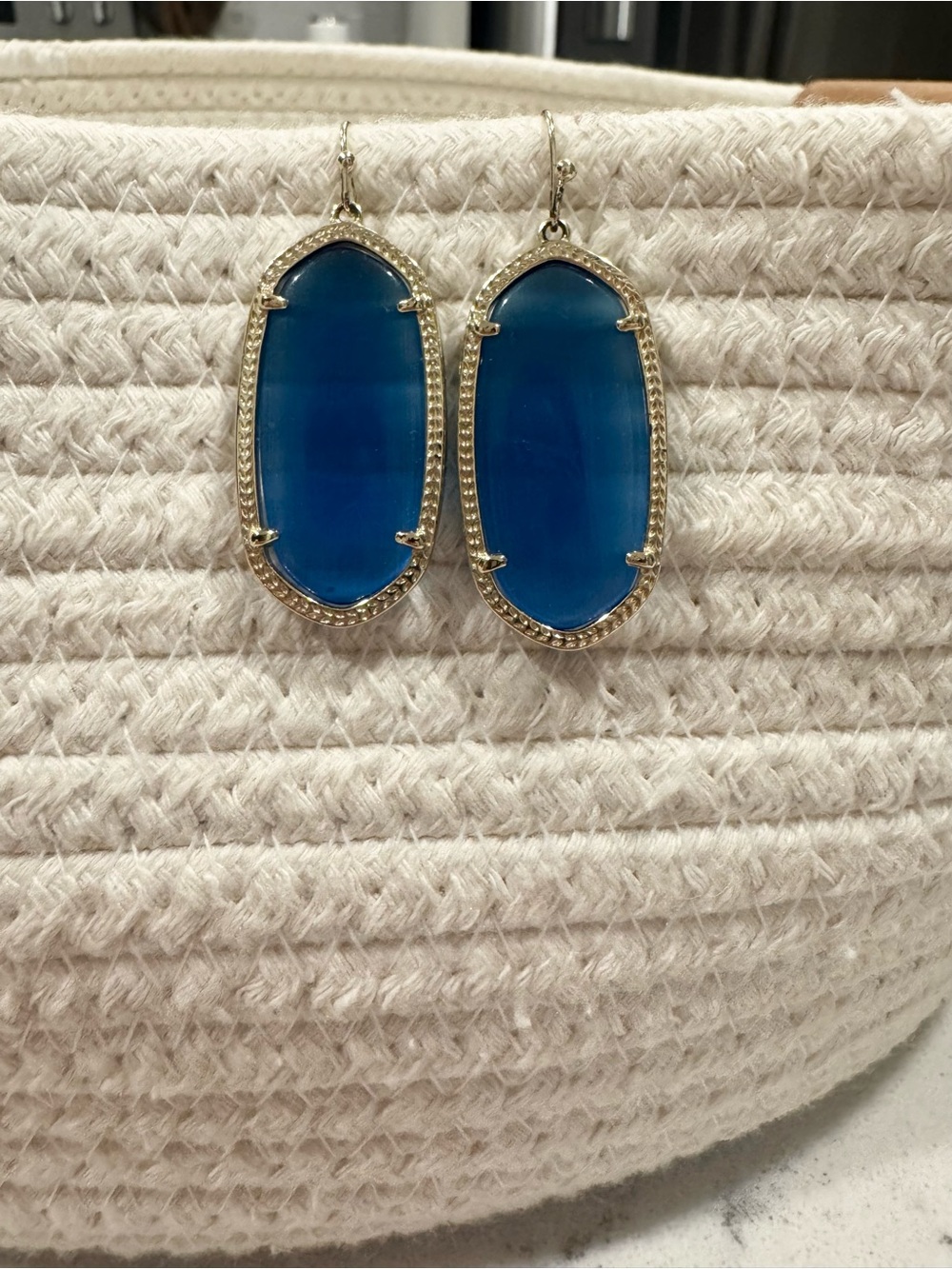 Kendra Scott Elle Drop Earrings Cobalt Blue Cats Eye
